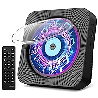 Gueray CD Player with Speakers Bluetooth Desktop CD Players for Home Radio CD Player with Remote Control HiFi Speakers Dust Cover LED Screen Timer Supports AUX USB TF Card Playback