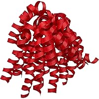 Jillson Roberts 6-Count Self-Adhesive Grosgrain Curly Bows Available in 15 Colors, Lipstick Red