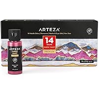 Arteza Metallic Fabric Paint, 60 ml Bottles, Set of 14, Washer and Dryer Safe, Textile Paint for Clothes, T-Shirts, Jeans, Bags, Shoes, DIY Projects