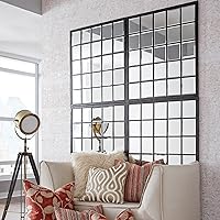 Howard Elliott Superior Hanging Rectangular Window Design Wall Mirror, Accent, Bronze, Elegant Beveled Frameless Windowpane Decor Mirrors, Hang Horizontal or Vertical, 34 x 38 Inch, Bronze