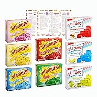 Pack of 8 Assorted Flavors of Gelatin Mix - Sonic, and Starburst Jello Mix - Includes Copious Fare Recipe Card