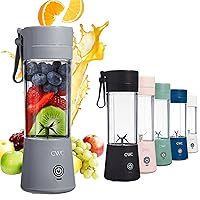 COOK WITH COLOR Mini Portable Blender - 250W Power, 12oz Capacity, Stainless Steel Blade, Wireless/USB Rechargeable, Grey