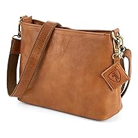 BERLINER BAGS Vintage Leather Shoulder Bag Marbella Crossbody Handbag for Women - Brown