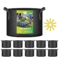 iPower 10-Pack 10 Gallon Plant Bags Heavy Duty Thickened Nonwoven Fabric Potato Growing Pot, Aeration Durable Container with Reinforced Strap Handles, Black