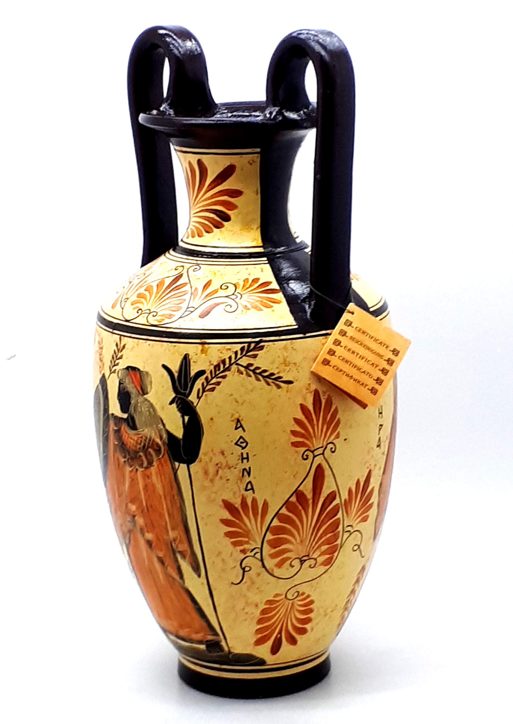 Amphora Vase Greek Ceramic Pottery Painting Goddess Hera & God Zeus