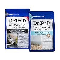 Dr Teal's Epsom Salt Soaking Solution Detoxify & Energize and Activated Charcoal, 2 Count - 6lbs Total (Packaging May Vary)