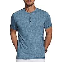 COOFANDY Men's Henley Shirts Short Sleeve Casual Basic Tee Summer Button Henley Soild T Shirts