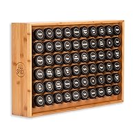 AllSpice Wood Spice Rack, Countertop or Wall Mount, Includes 60 4oz Jars- Bamboo