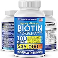 Biotin and Collagen Vitamins + Keratin with Folate - Hair Loss Treatments for Women & Men - Hair, Skin and Nails Supplements for Hair Growth & Postpartum Support - GMO Free & Gluten Free (60 Caps)