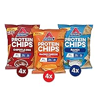 Protein Chips Variety Pack, 4g Net Carbs, 13g Protein, Gluten Free, Low Glycemic, Keto Friendly, 12 Count