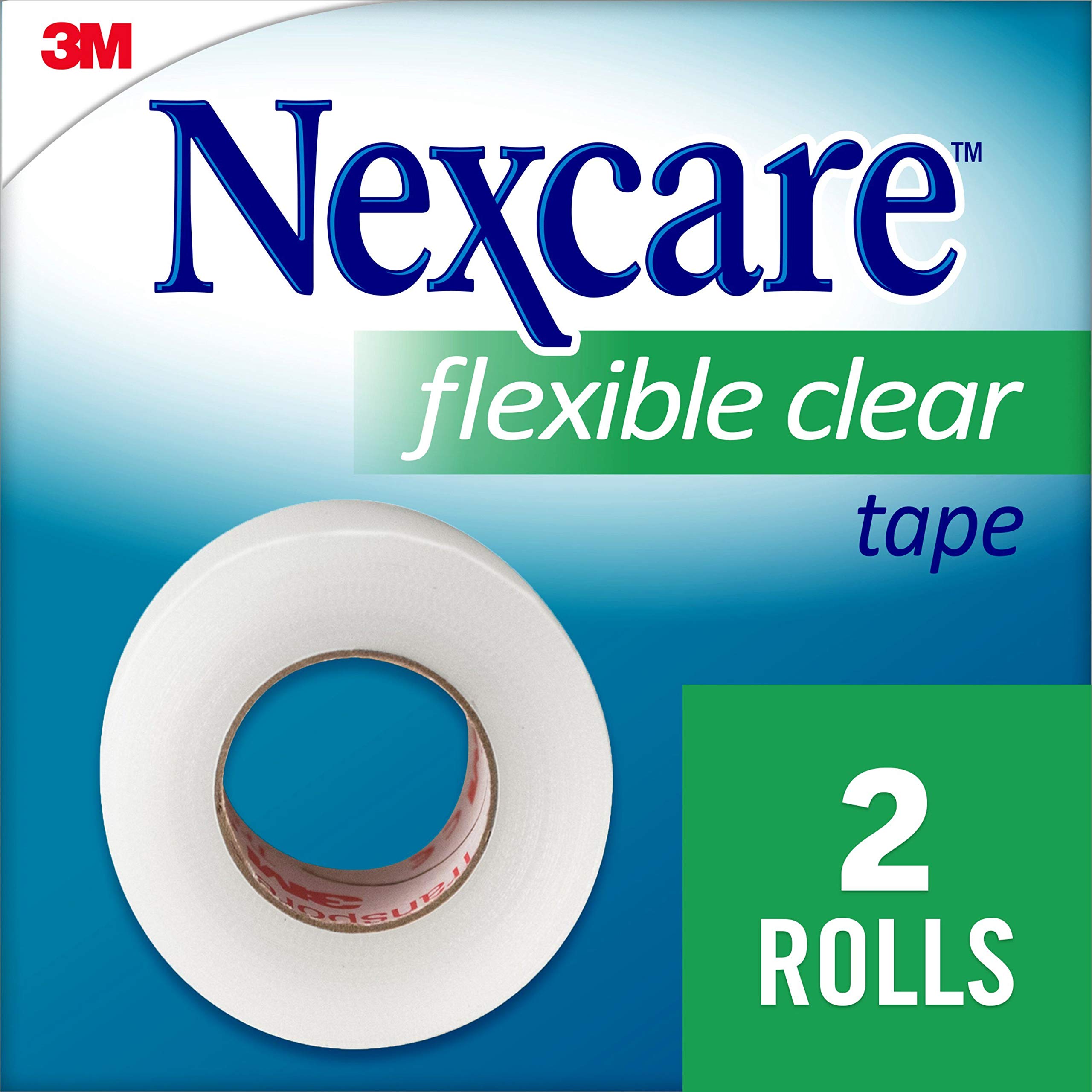 Nexcare Flexible Clear Tape, Tough, It’s clear, Stretchy Design Conforms To Hard To Tape Areas, 1-Inch X 10-Yards (Pack of 2)