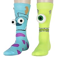 Disney Monsters Inc. Sulley and Mike Wazowski 3D Mismatched Adult Costume Crew Socks