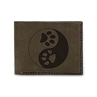 Men's Yin Yang Paw Prints Handmade Genuine Pull-up Leather Wallet MHLT_03