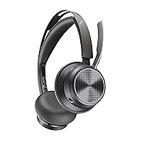 Poly - Voyager Focus 2 UC USB-A Headset (Plantronics) - Bluetooth Dual-Ear (Stereo) Headset with Boom Mic - USB-A PC/Mac Compatible - Active Noise Canceling - Works with Teams, Zoom (Certified) & More