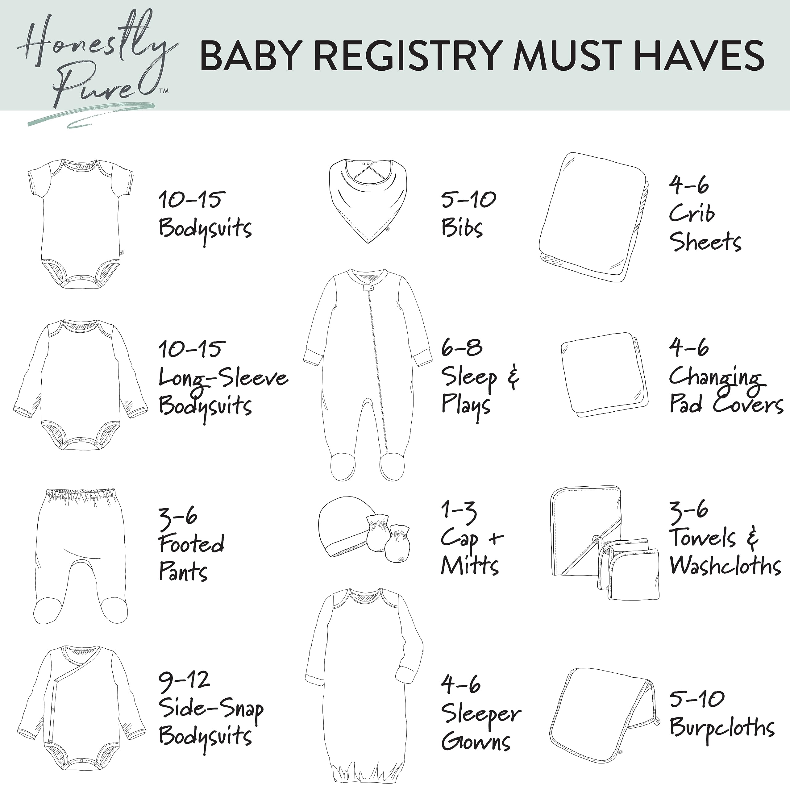 HonestBaby Multipack Gift Sets 100% Organic Cotton for Newborn Infant Baby Boys, Girls, Unisex