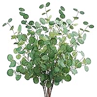 6 Pcs Artificial Eucalyptus Leaves 28'' Tall Faux Silver Dollar Eucalyptus Leaf Branches Greenery Stems Decorations for Home Wedding Party Centerpieces Floral Arrangements