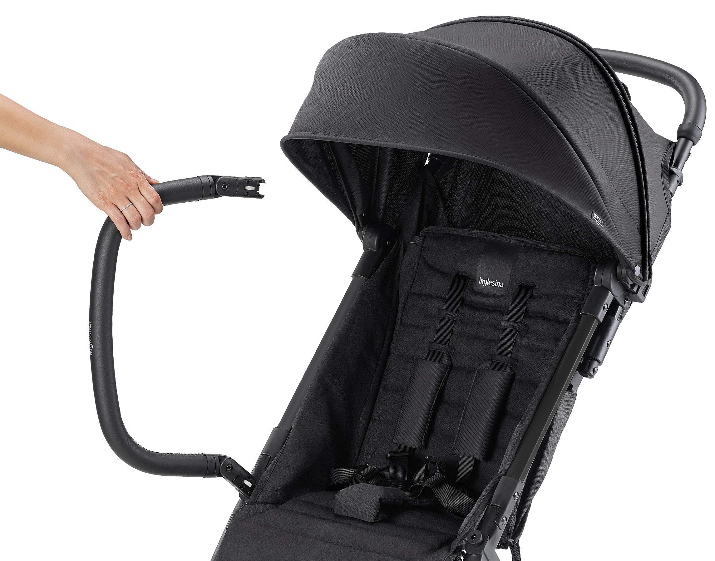 Inglesina Quid Baby Stroller - Lightweight at 13 lbs, Travel-Friendly, Ultra-Compact & Folding - Fits in Airplane Cabin & Overhead - for Toddlers from 3 Months to 50 lbs - Large Canopy, Stormy Gray