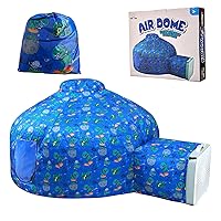 USA Toyz Air Dome Dinosaur Pop Up Tent for Kids- Air Tent Fort for Kids Indoor Playhouse Blow Up Tent, Easy Fan Setup (Fan Not Included), Mesh Window, Spacious Inflatable Kids Play Tent Ages 3+ (Blue)