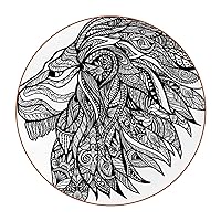 Non Slip Leather Coasters Set of 6,Black and White Lion Head Coaster Home furnishings for Drinks,Great Gift for Birthday, Housewarming, Room Decor, Bar, Holiday Party