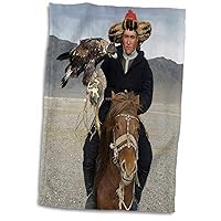 3D Rose Kazakh Eagle Hunter-As25 Awr0126-Alison Wright Hand/Sports Towel, 15 x 22, White