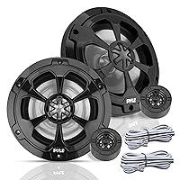 Pyle Two Way Marine Speaker System, One Pair 6.5'' Black Two-Way Marine Component Speaker, 240 Watts Max Power with 4 Ohm Impedance, Waterproof, Butyl Surround Sound and Surface Mount Capability