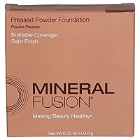 Mineral Fusion Pressed Powder Foundation, Deep 4 - Deep Skin w/Golden Undertones, Age Defying Foundation Makeup with Matte Finish, Talc Free Face Powder, Hypoallergenic, Cruelty-Free, 0.32 Oz