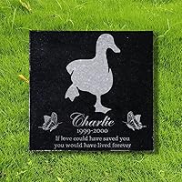 6x6 inches Personalized Pet Memorial Stones, Black Granite Memorial Garden Stone Laser Engraved, Gifts for Someone Who Lost a Loved One, or Pet, Dog, Cat (Duck & Goose)