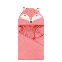 Hudson Baby Unisex Baby Cotton Animal Face Hooded Towel, Miss Fox, One Size