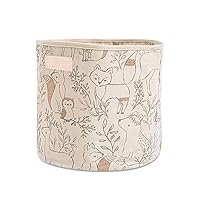 Crane Baby Fabric Storage Bin for Nursery and Toddlers, Toy Storage for Boys and Girls, Woodland Animal, 13