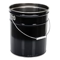 Vestil PAIL-STL-RI Steel Open Head Pail with Handle, 5 gallon Capacity, Black, Pack of 1