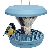Bird Feeder Davos Smart Birds. Feed Birds, not Mice & Rodents! Robust & Reliable for Hanging. Dual Food Chambers. Made in EU. Light Blue