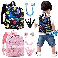 Accmor Toddler Harness Backpacks Leash 2 Pack, Mini Baby Dinosaur Backpack with Anti Lost Wrist Link, Cute Unicorn Child Bag Harnesses Leashes, Keep Kids Walking Close Tether Rein for Boys Girls
