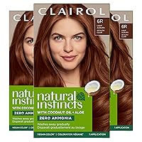 Clairol Natural Instincts Demi-Permanent Hair Dye, 6R Light Auburn Hair Color, Pack of 3