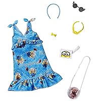 Storytelling Fashion Pack of Doll Clothes Inspired by Minions: Denim Dress and 6 Accessories Dolls, Gift for 3 to 8 Year Olds