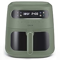 CRUX x Marshmello 8.0 QT Digital Air Fryer with TurboCrisp Technology, Touch Screen Temperature Control, Timer and Auto Shut-off, Fully Programmable, Silicone Liner Included, Olive