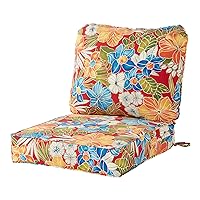 Outdoor Deep Seat Cushion, 2-Piece Set, Aloha Crimson