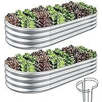 Galvanized Raised Garden Bed, Raised Garden Boxes, 2 Pcs 6×3×1ft Outdoor Galvanized Planter Box, Garden Stock Tank Outdoor with Metal Plant Stakes, Garden Beds for Vegetables Planting