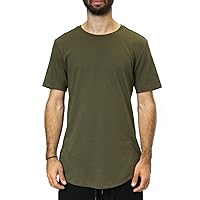 Men's Simple Short Sleeve T-Shirt Wish Zippers (S, Olive)