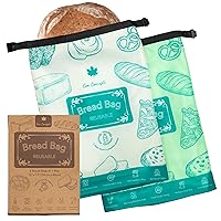 2 Packs Reusable Bread Bags - Breathable Fabric - Simply Zip & Clip - To Store & Keep Fresh Homemade & Sourdough Loaves.