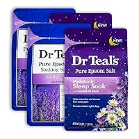 Dr Teal's Epsom Salt Bath Combo 4-Pack (12 lbs Total), Melatonin Sleep Soak and Soothe & Sleep with Lavender