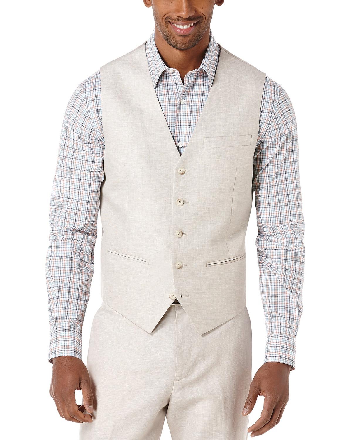 Perry Ellis Men's Linen Suit Vest