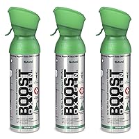 Boost Oxygen 5 Liter Natural Pure Canned Supplemental Oxygen Bottle with Built in Mouthpiece for High Altitudes and Recovery, Natural Flavor (3 Pack)