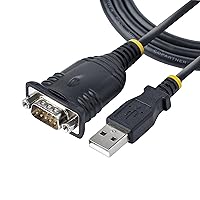StarTech.com 3ft (1m) USB to Serial Cable, DB9 Male RS232 to USB Converter, Prolific IC, USB to Serial Adapter for PLC/Printer/Scanner/Switch, USB to COM Port Adapter, Windows/Mac (1P3FP-USB-SERIAL)