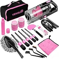17pcs Car Cleaning Kit, Pink Car Interior Detailing Kit with High Power Handheld Vacuum, Detailing Brush Set, Windshield Cleaner, Cleaning Gel, Complete Auto Accessories for Women Gift