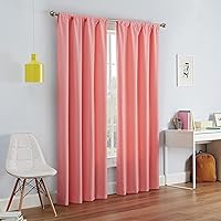 ECLIPSE Kendall Modern Blackout Thermal Rod Pocket Window Curtain for Bedroom or Living Room (1 Panel), 42 x 95, Coral