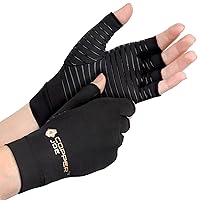 Copper Joe Arthritis Gloves - Compression Gloves for Arthritis Hand Pain Relief, Carpal Tunnel and Fingerless Typing Gloves - Compression Gloves for Women & Men - 1 Pair - (Medium)