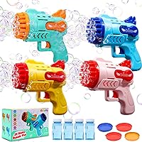Roberly 4PCS Bubble Machine Gun, 29 Holes Bubble Gun for Kids Ages 4-8 Light Up Bubble Blower Blaster with 4 Bottle Bubble Solution for Birthday Party Favors Toy Gift