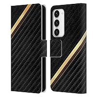 Head Case Designs Officially Licensed Alyn Spiller Gold Carbon Fiber Leather Book Wallet Case Cover Compatible with Samsung Galaxy S23 5G