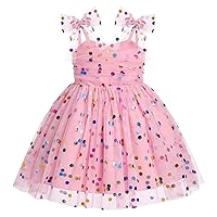 IMEKIS Toddler Baby Girl Birthday Princess Dress Shiny Confetti Boho Rainbow Cake Smash Photo Shoot Outfit for 1-6T