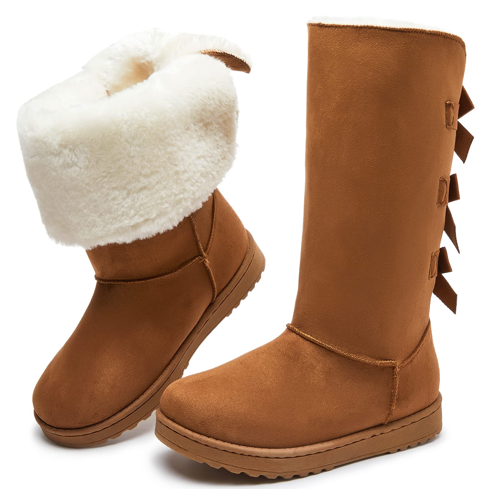 Women's Mid-Calf Winter Snow Boots Warm Fur Boots Wide Calf Slip on Fashion Boots
